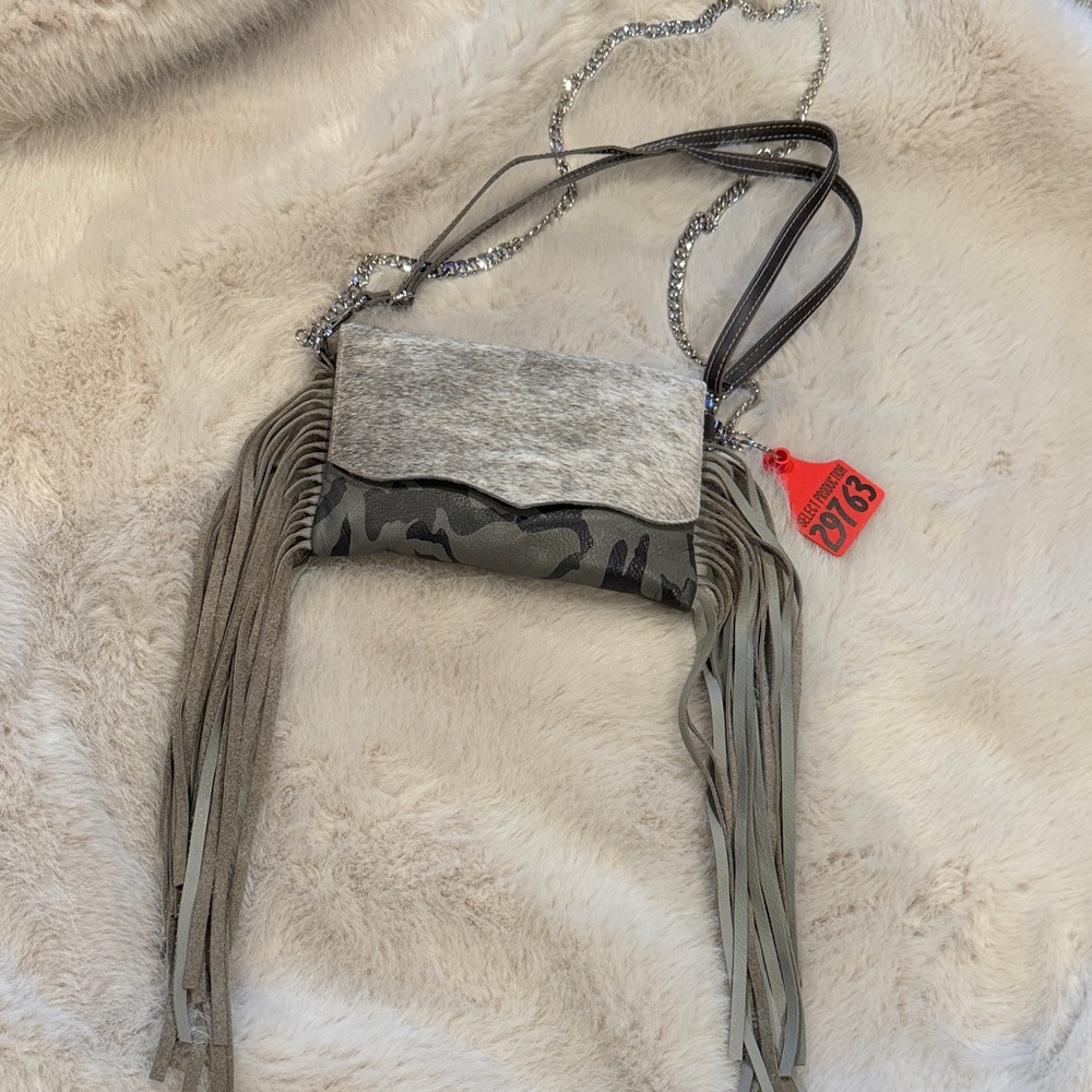 Holy Cow Couture Camo Leather with Gray Hair On Hide - Sassy Classy Cowgirl
